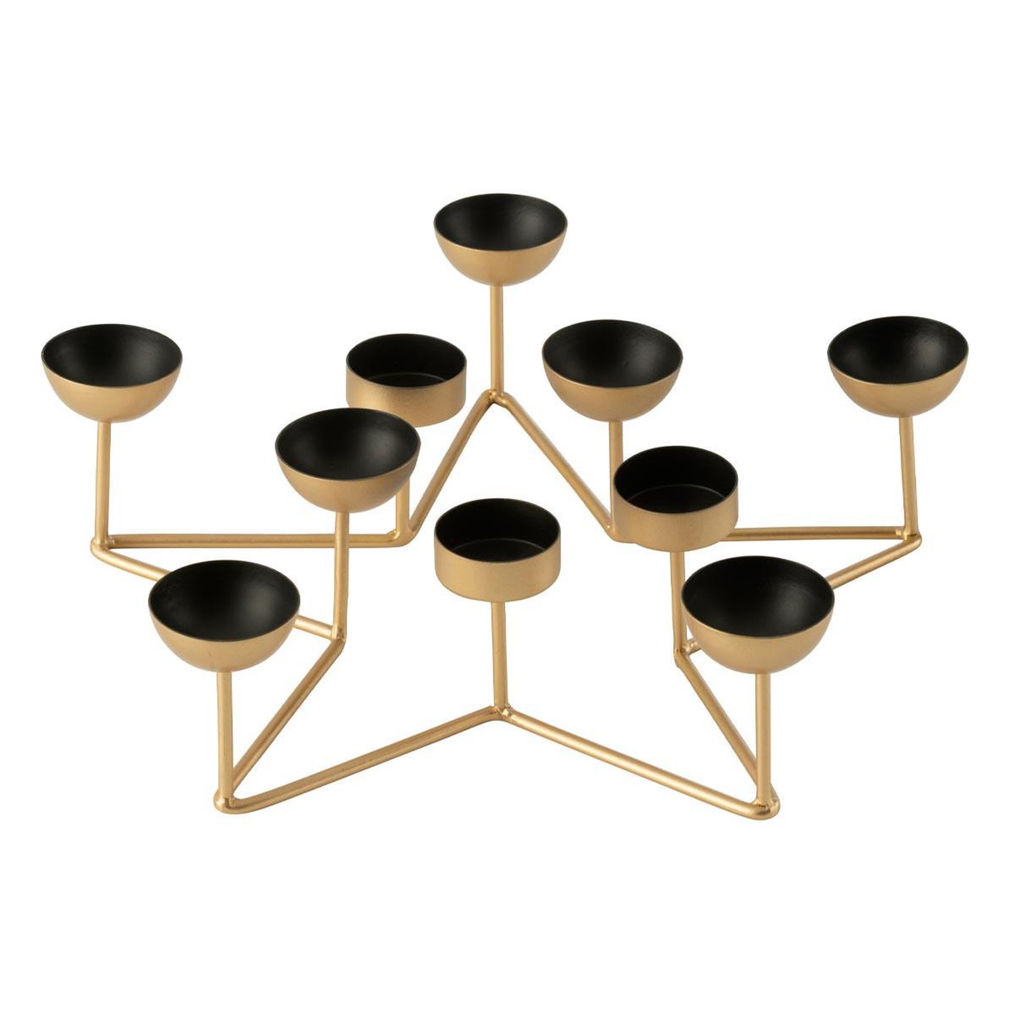 J-LINE Bougeoir design en métal  étoile  35cm noir & or