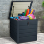 Voir la diapositive 4 : ID MARKET Coffre de rangement métal verrouillable gris anthracite pour jardin 200L 68x62,5x63 cm