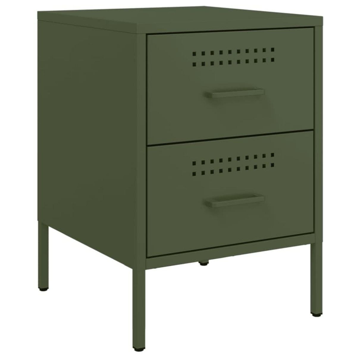 VIDAXL Tables de chevet 2 pcs vert olive 36x39x50,5 cm acier