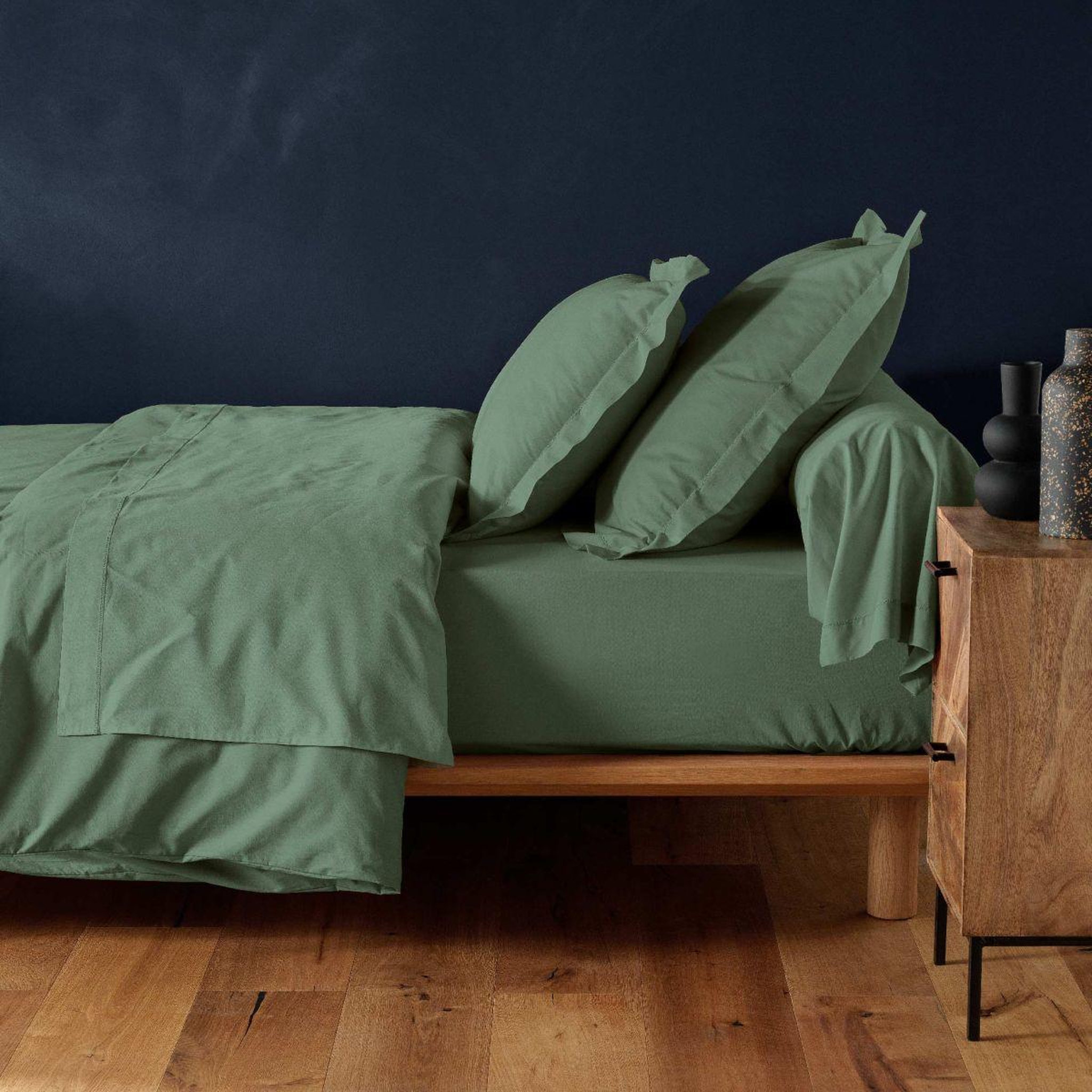 Voir la diapositive 4 : Douceur d'Intérieur Drap housse  lina  140x190cm vert cèdre