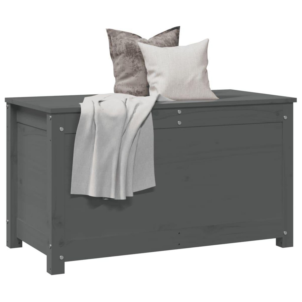 VIDAXL Boîte de rangement Gris 80x40x45,5 cm Bois massif de pin