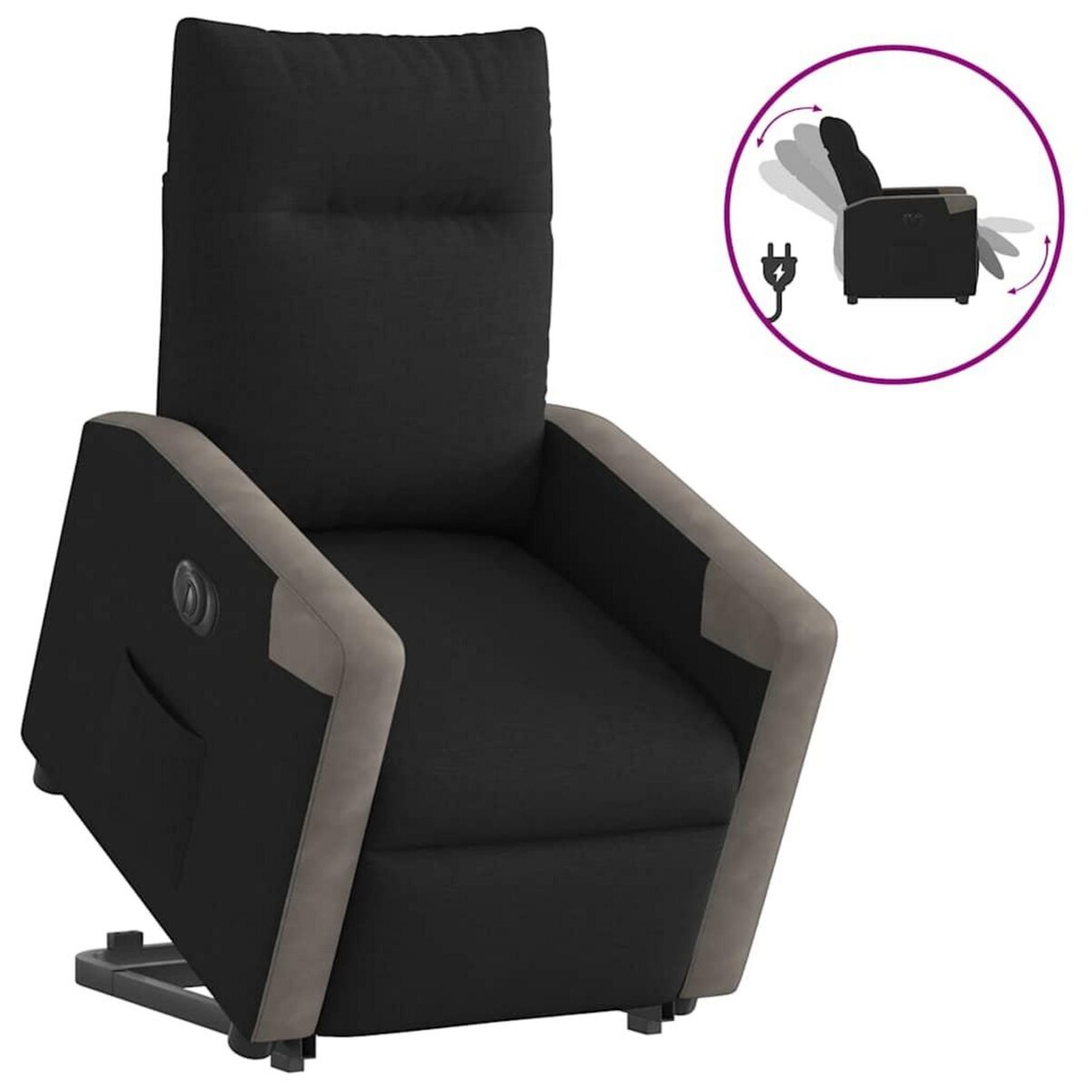 VIDAXL Fauteuil inclinable electrique noir tissu