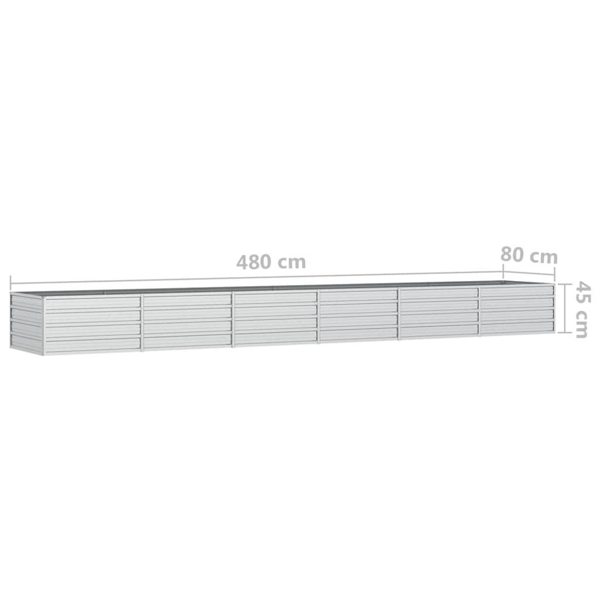 Voir la diapositive 6 : VIDAXL Lit sureleve de jardin 480x80x45 cm Acier galvanise Argente