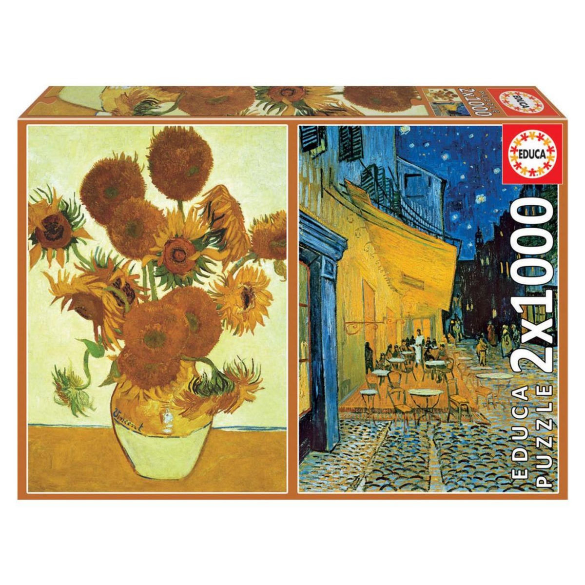 EDUCA Puzzle 2 x 1000 pcs - Les tournesols + Terrase du cafe le soir - Van gogh