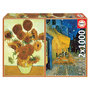 Voir la diapositive 1 : EDUCA Puzzle 2 x 1000 pcs - Les tournesols + Terrase du cafe le soir - Van gogh