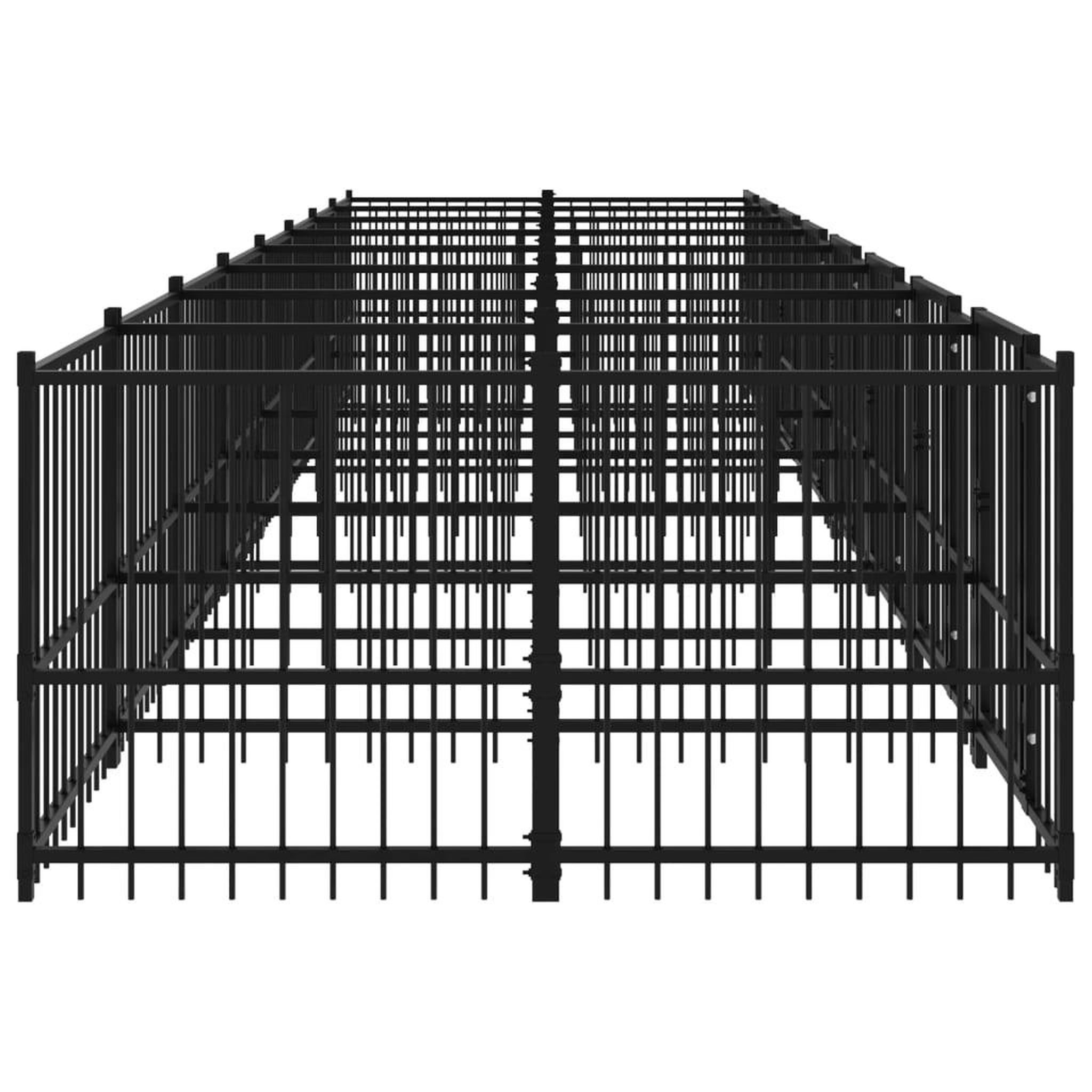 Voir la diapositive 4 : VIDAXL Chenil d'exterieur pour chiens Acier 15,02 m²