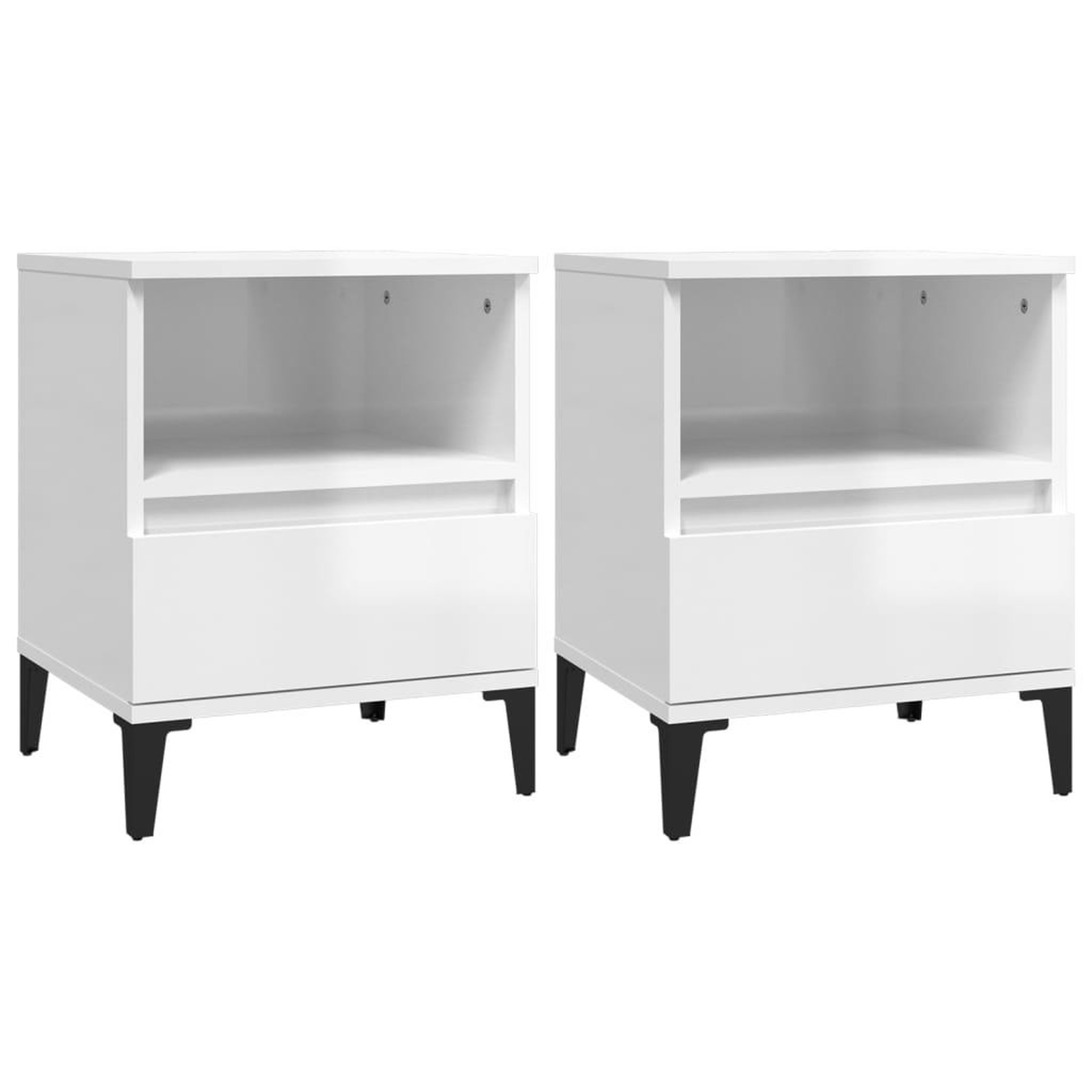 Voir la diapositive 2 : VIDAXL Tables de chevet 2 pcs Blanc brillant 40x35x50 cm