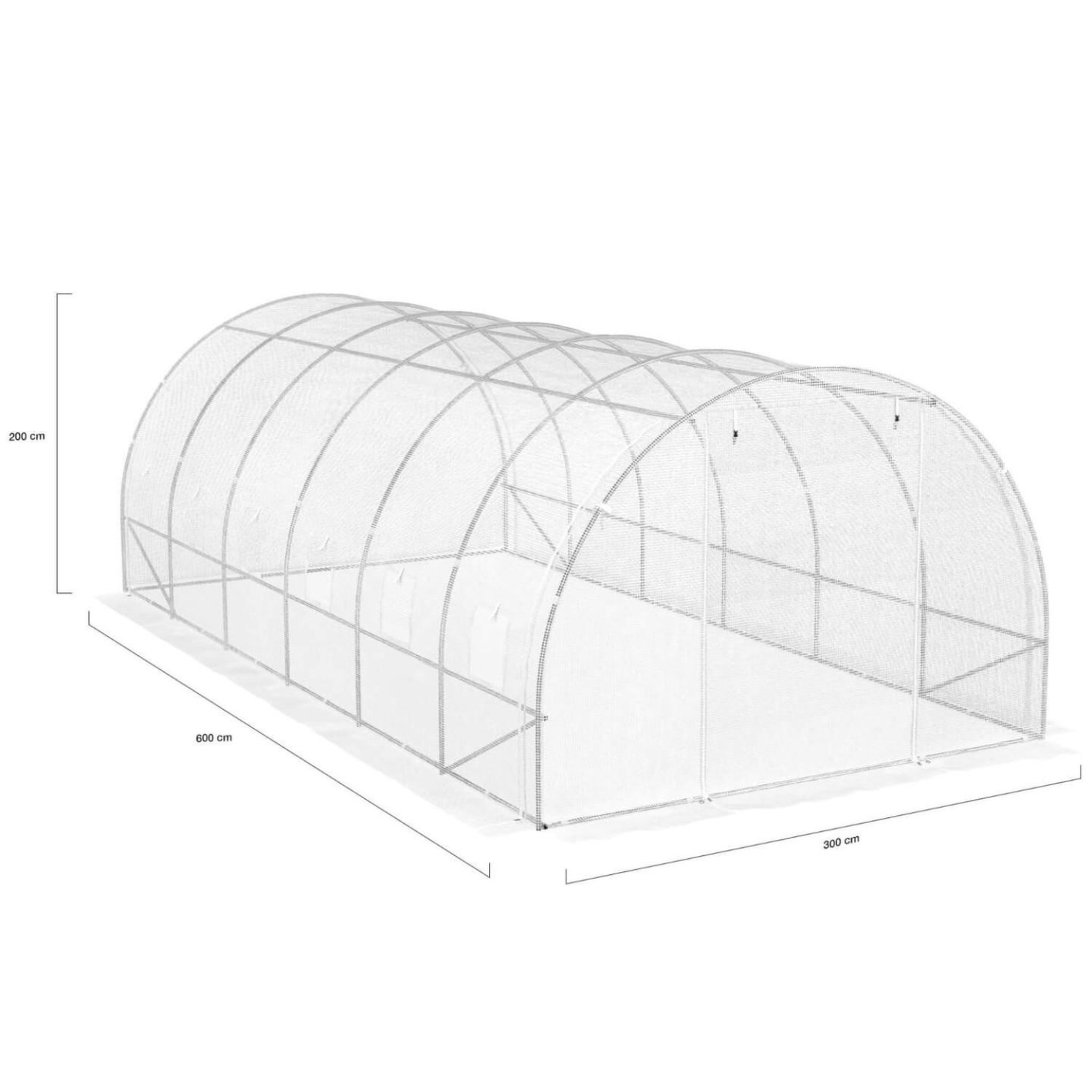 Voir la diapositive 5 : ID MARKET Serre de jardin tunnel 18m² 6 x 3 x 2 m acier galvanisé + bâche anti-uv avec porte et fenêtres crimée blanche toutes saisons