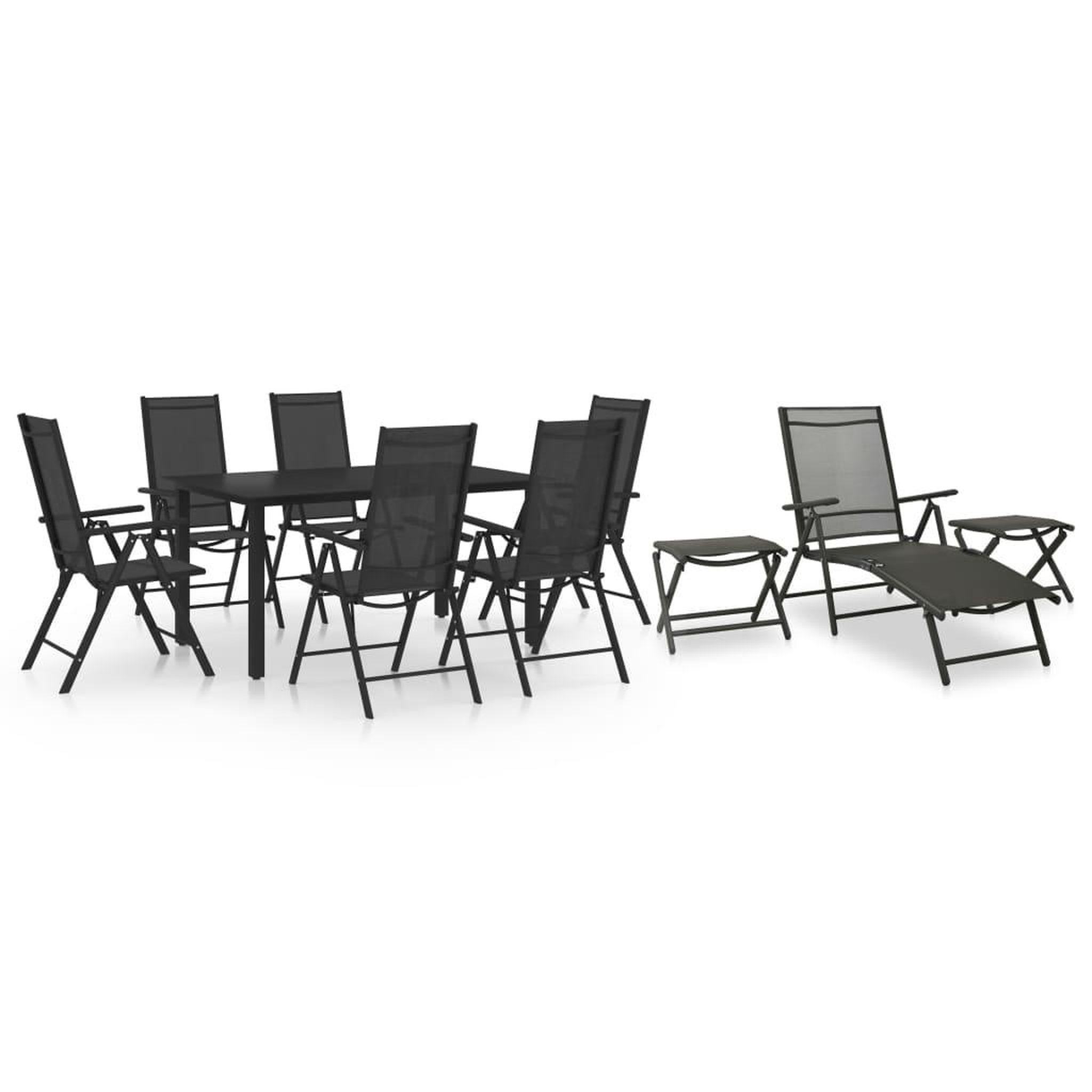 VIDAXL Ensemble a manger de jardin 10 pcs noir et anthracite