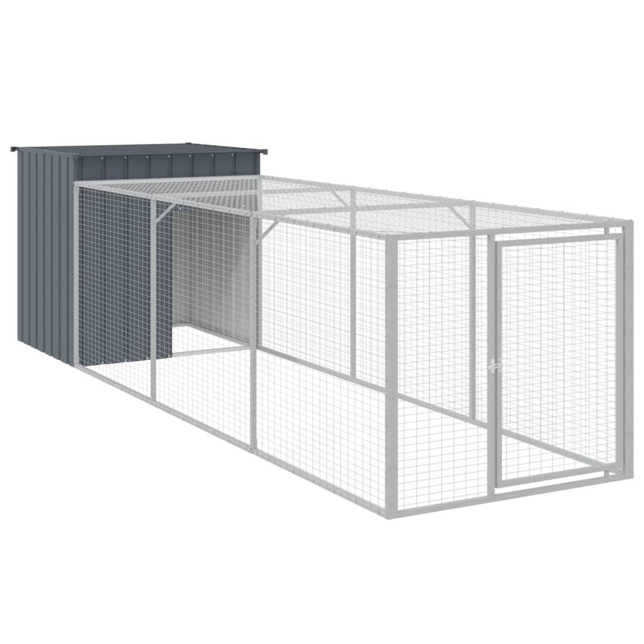 Voir la diapositive 2 : VIDAXL Poulailler avec cour anthracite 110x405x110 cm acier galvanise