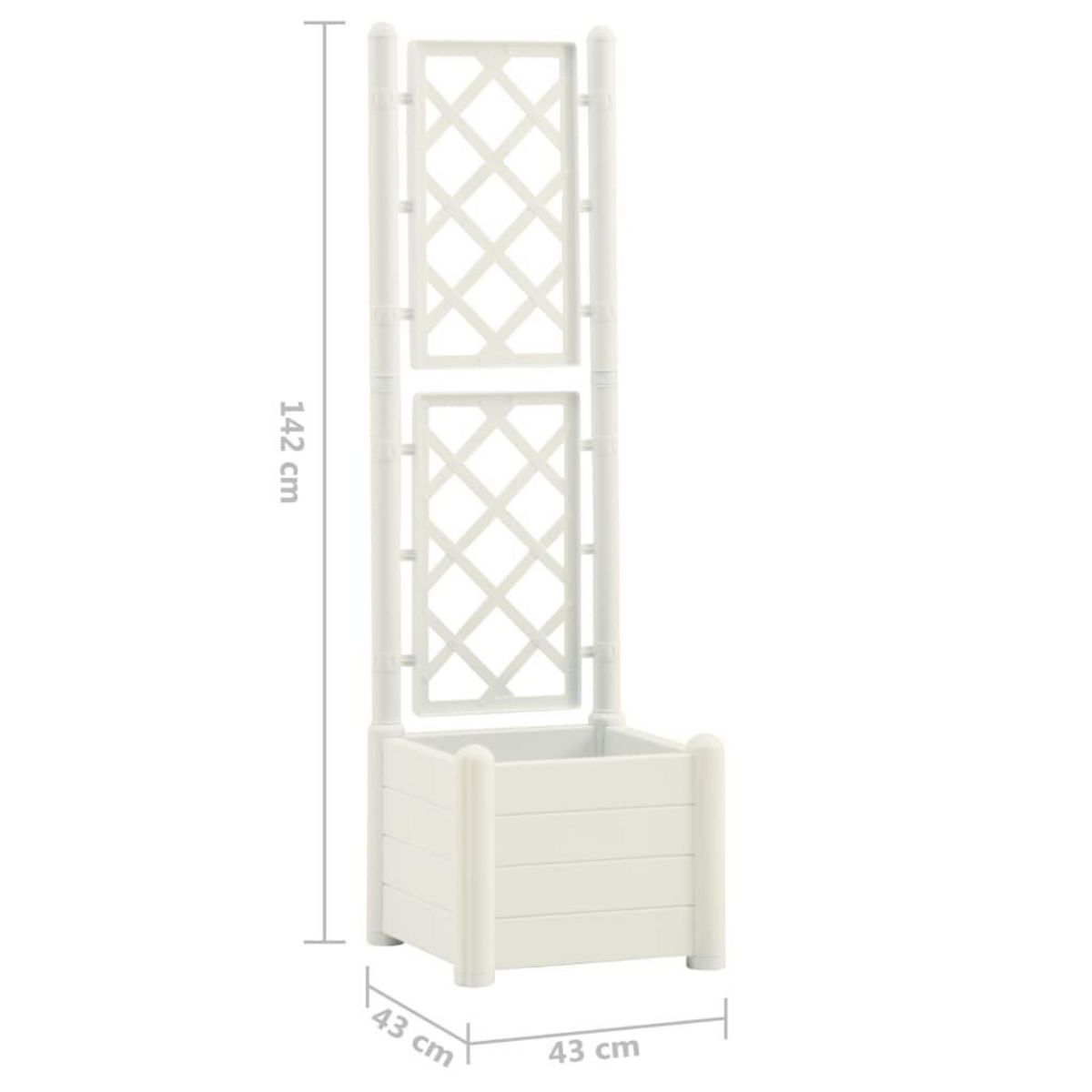 VIDAXL Jardiniere avec treillis 43x43x142 cm PP Blanc