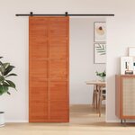 VIDAXL Porte de grange marron cire 80x208 cm bois massif de pin