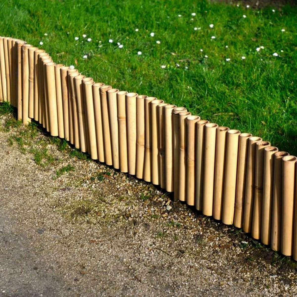 LINXOR Bordure à planter, clôture de jardin flexible en bambou - 100 x 20 cm - Bois clair