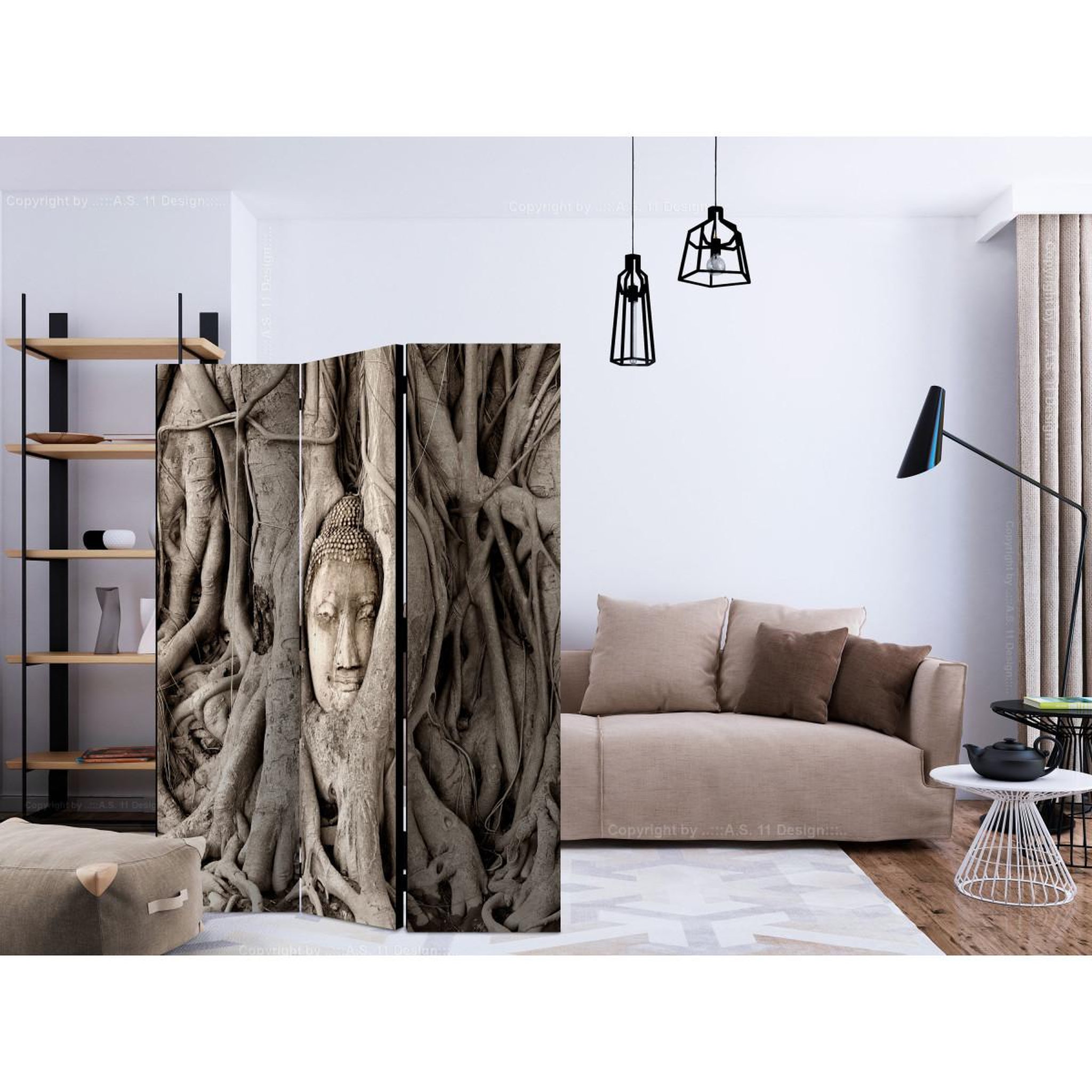 Voir la diapositive 2 : Paris Prix Paravent 3 volets  buddha's tree  135x172cm