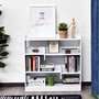 Voir la diapositive 4 : HOMCOM Bibliothèque étagère meuble de rangement dim. 90L x 24l x 91H cm 4 niveaux 3 panneaux arrières panneaux de particules blanc