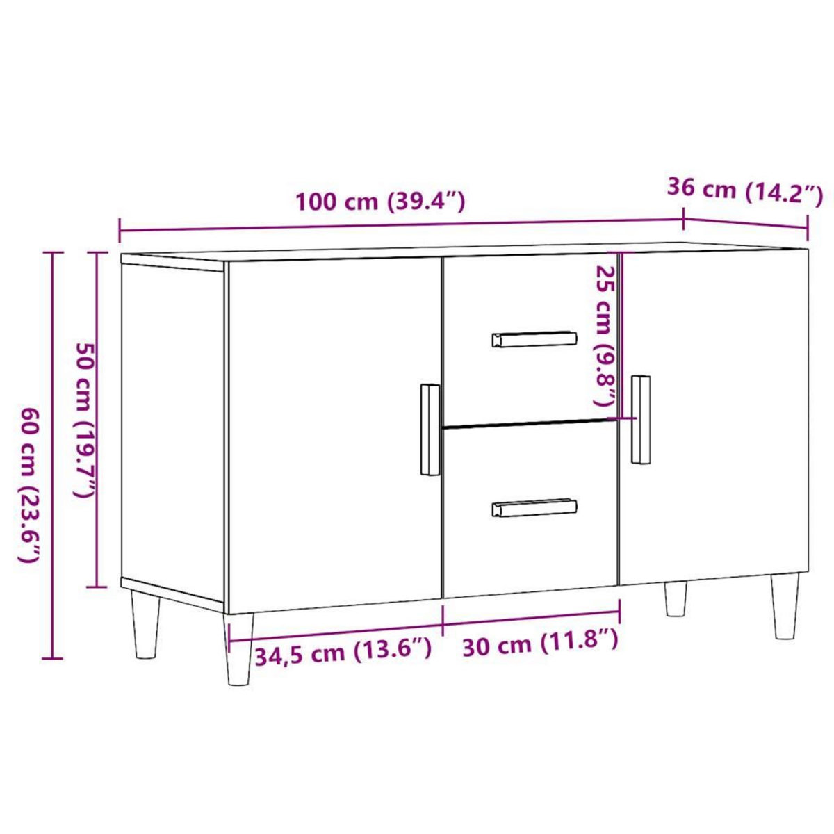 VIDAXL Buffet chene artisanal 100x36x60 cm bois d'ingenierie
