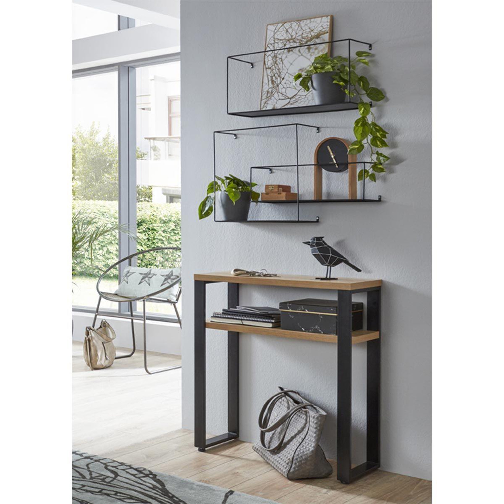 Voir la diapositive 6 : Paris Prix Console design  felicita  75cm noir & chêne
