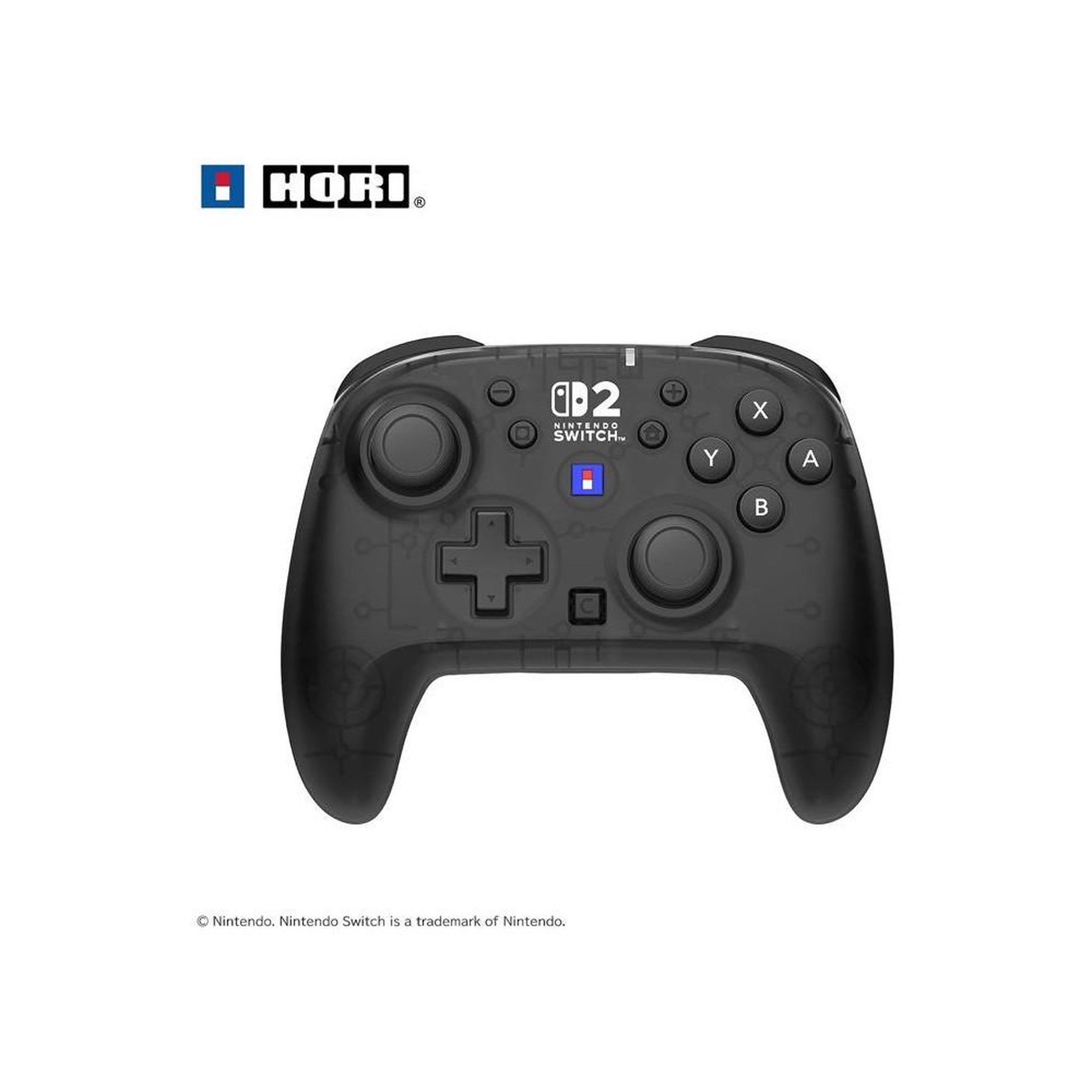 HORI Manette sans fil pour Nintendo Switch 2 à sticks TMR, gyroscope et accéléromètre, boutons Turbo/Assign et boutons arrière programmables (noir et transparent)