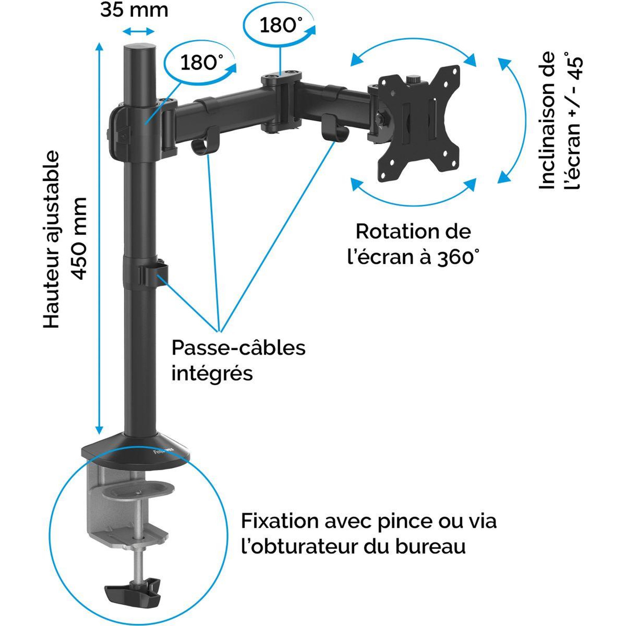 Voir la diapositive 2 : Fellowes Support écran pc support reflex simple