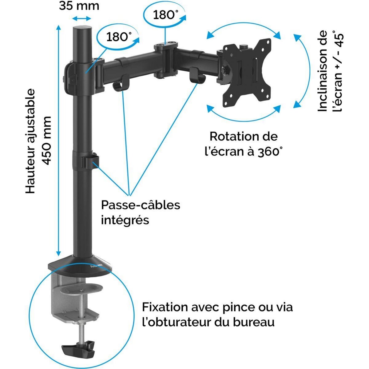 Fellowes Support écran PC Support Reflex simple