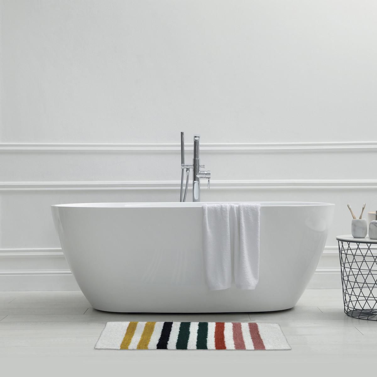 GUY LEVASSEUR Tapis enfant doux à rayures 50x80cm