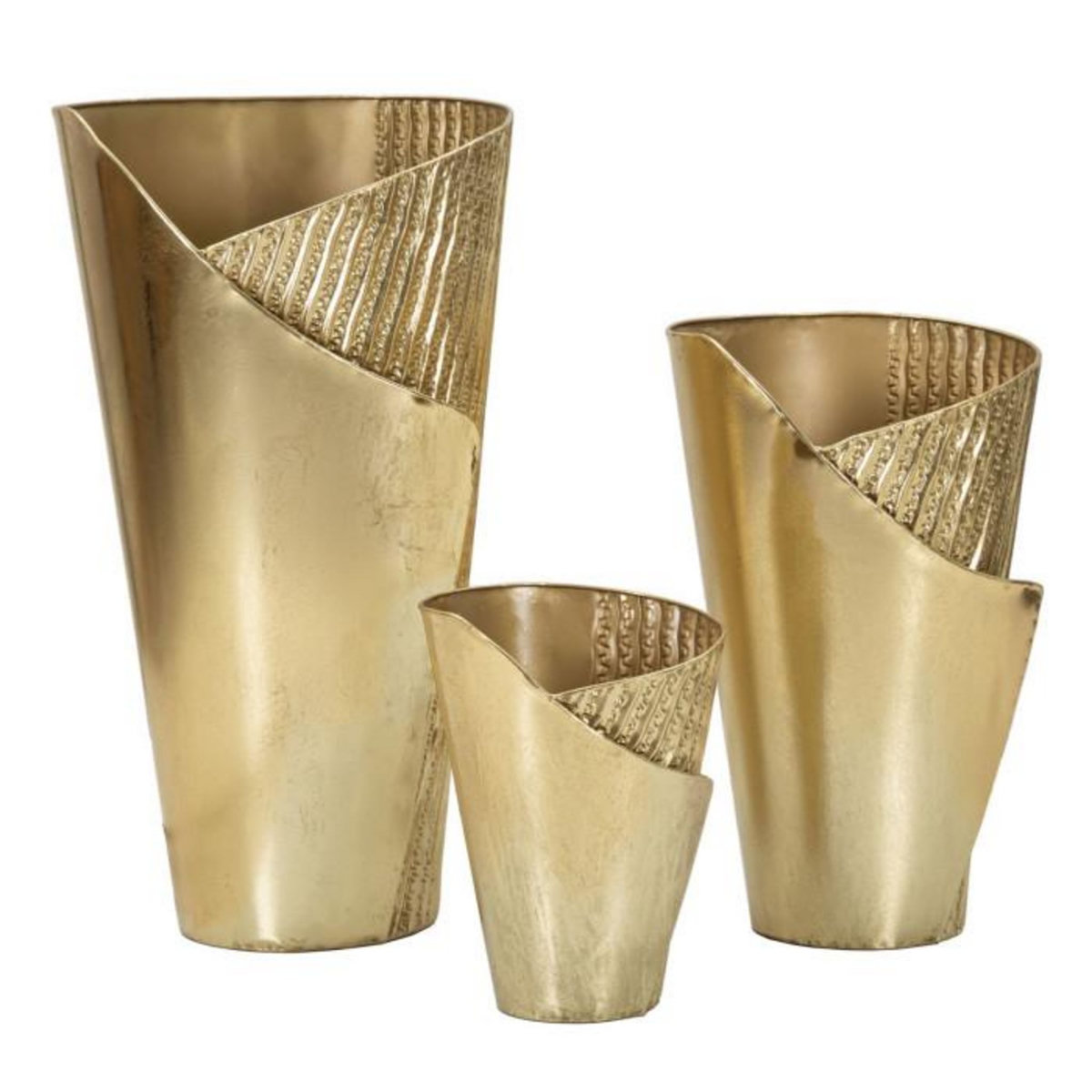 Paris Prix Lot de 3 Vases en Métal  Flosty  75cm Or