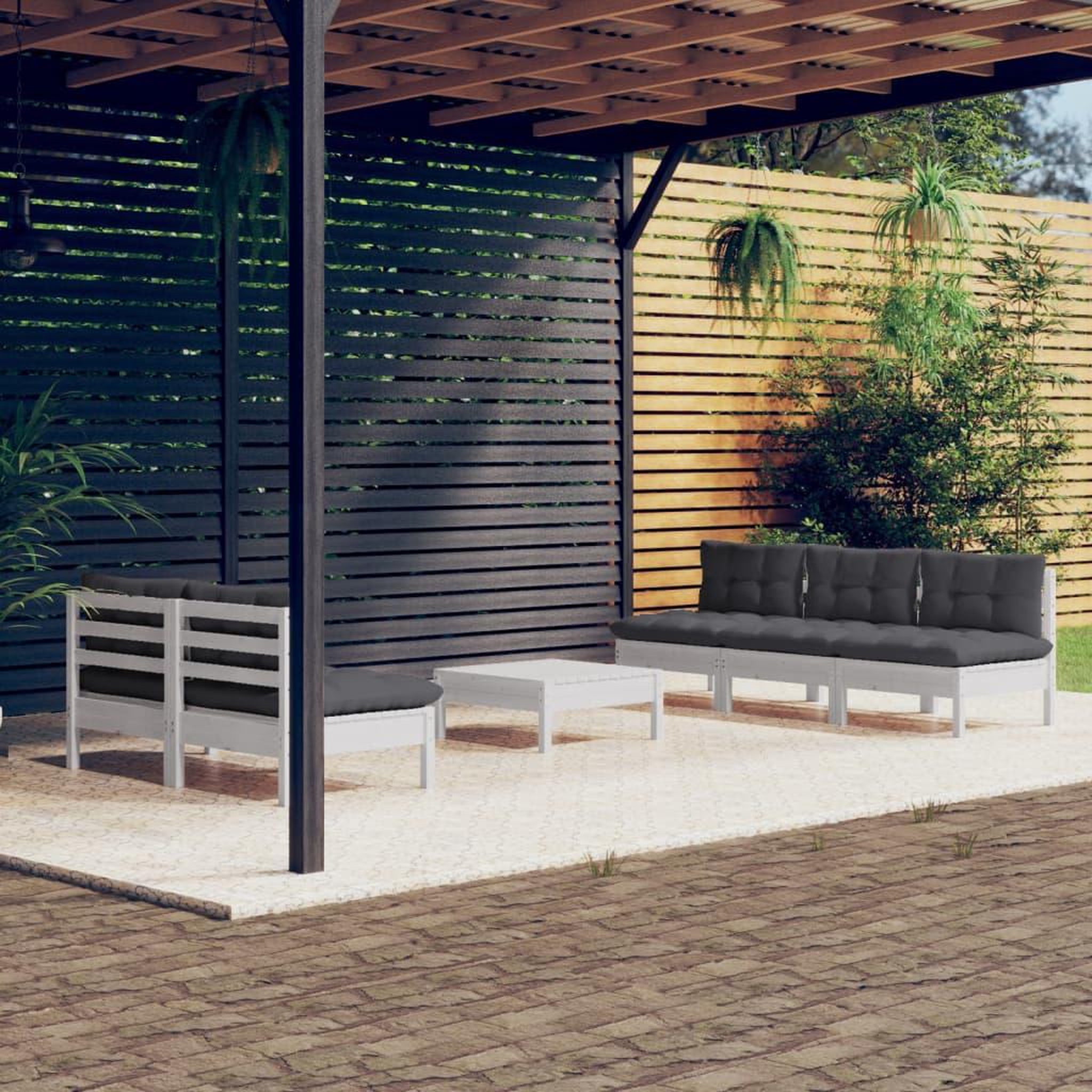 VIDAXL Salon de jardin 6 pcs avec coussins anthracite bois de pin