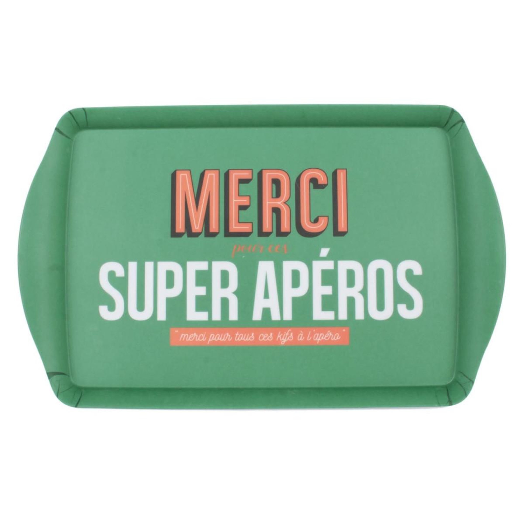 The Home Deco Factory Plateau de service imprimé  merci  37cm vert