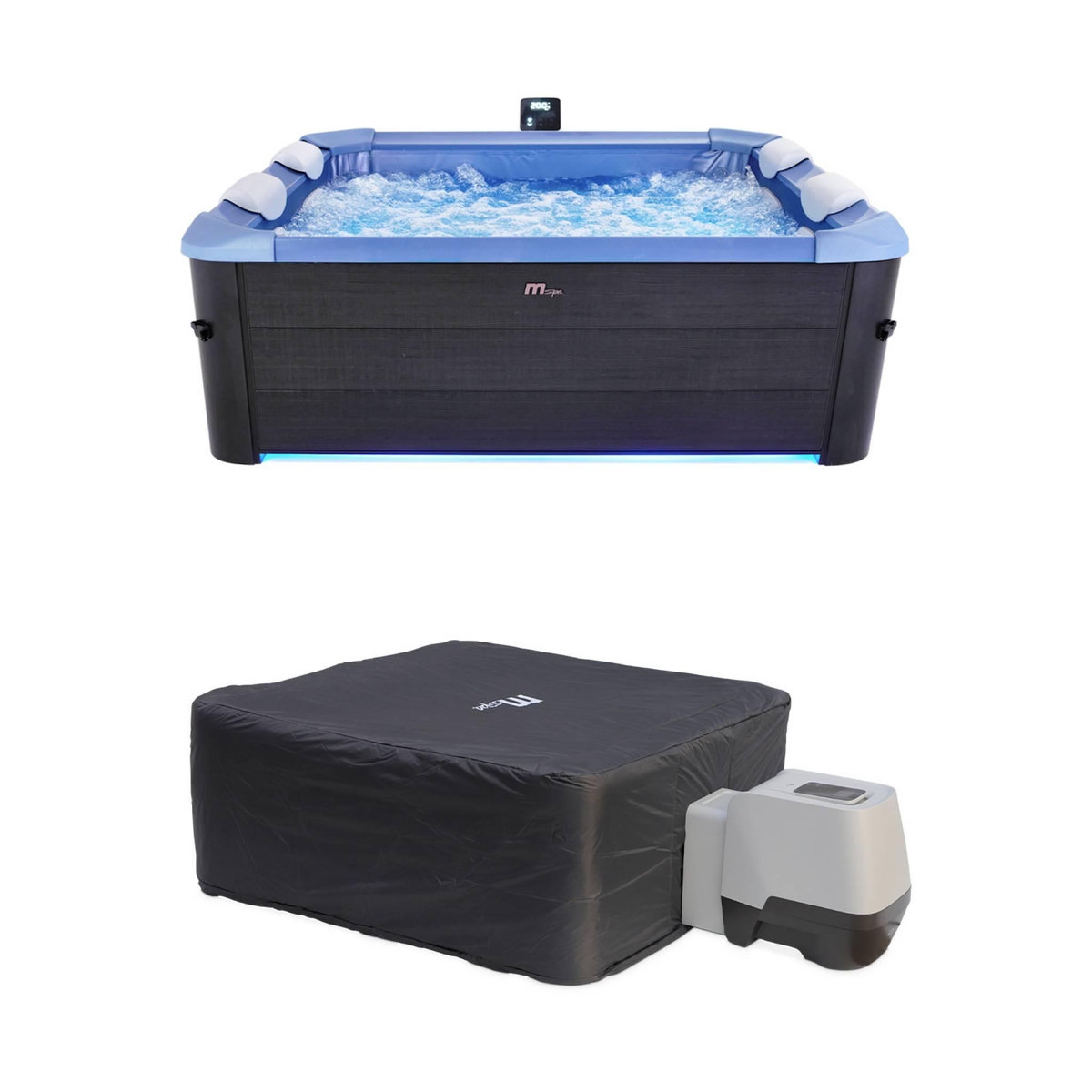 MSpa SPA rigide OSLO SAPPHIRE MSPA 6 personnes gris. 4 coussins. bâche incluse + housse thermique. hydromassages système