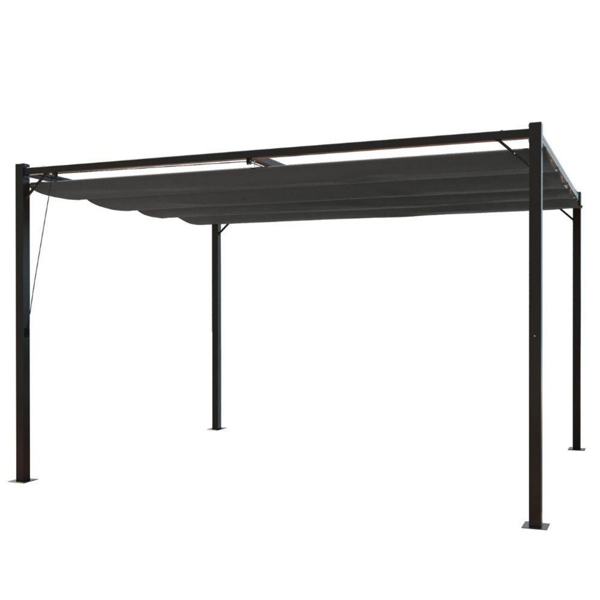 CONCEPT USINE Pergola autoportante 3 x 4 m en acier avec toile grise TUSA