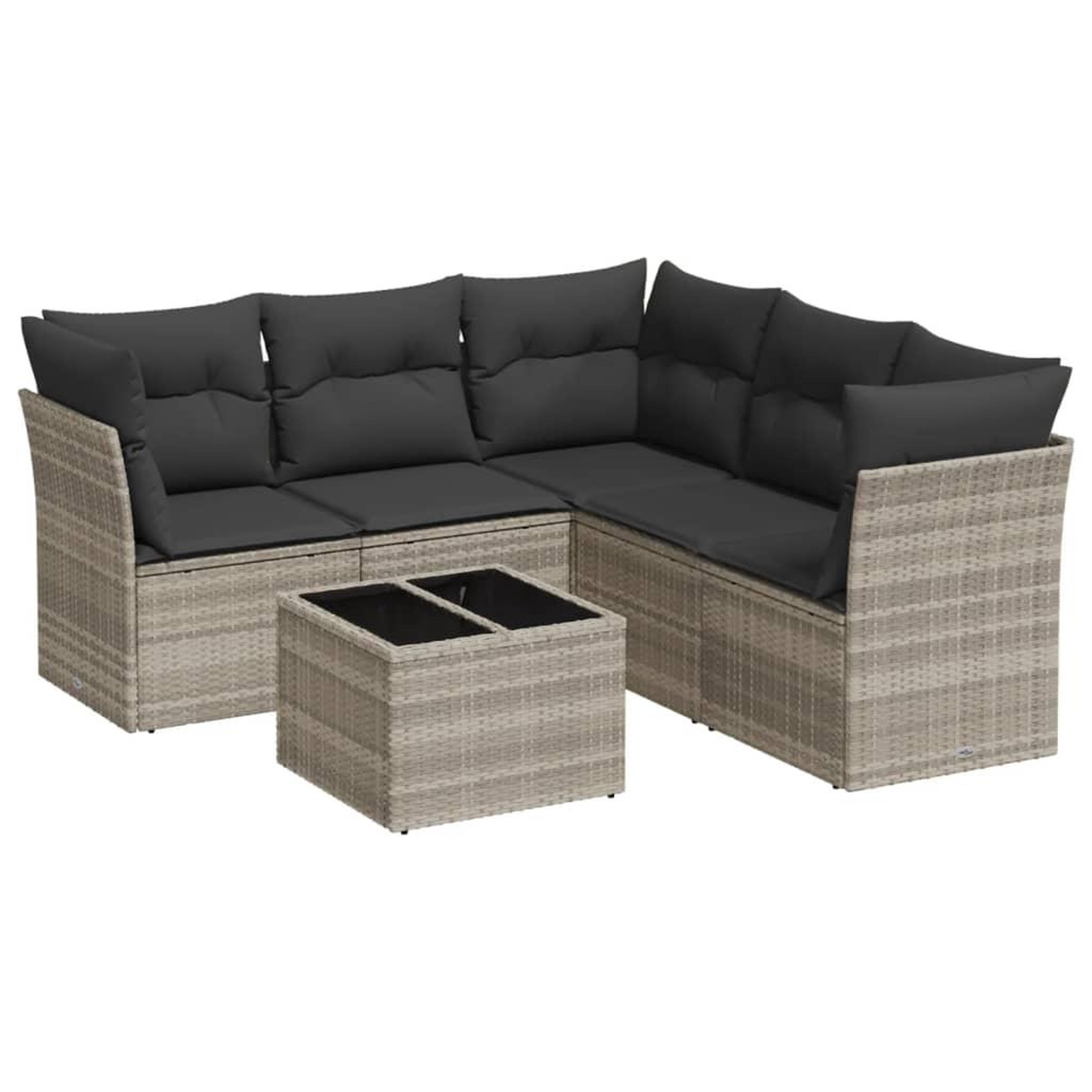Voir la diapositive 2 : VIDAXL Salon de jardin 6 pcs avec coussins gris clair resine tressee