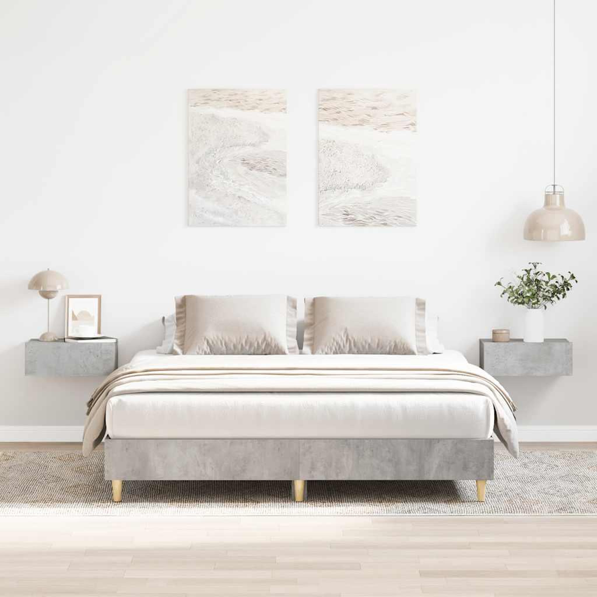 VIDAXL Cadre de lit sans matelas gris beton 140x200 cm bois ingenierie