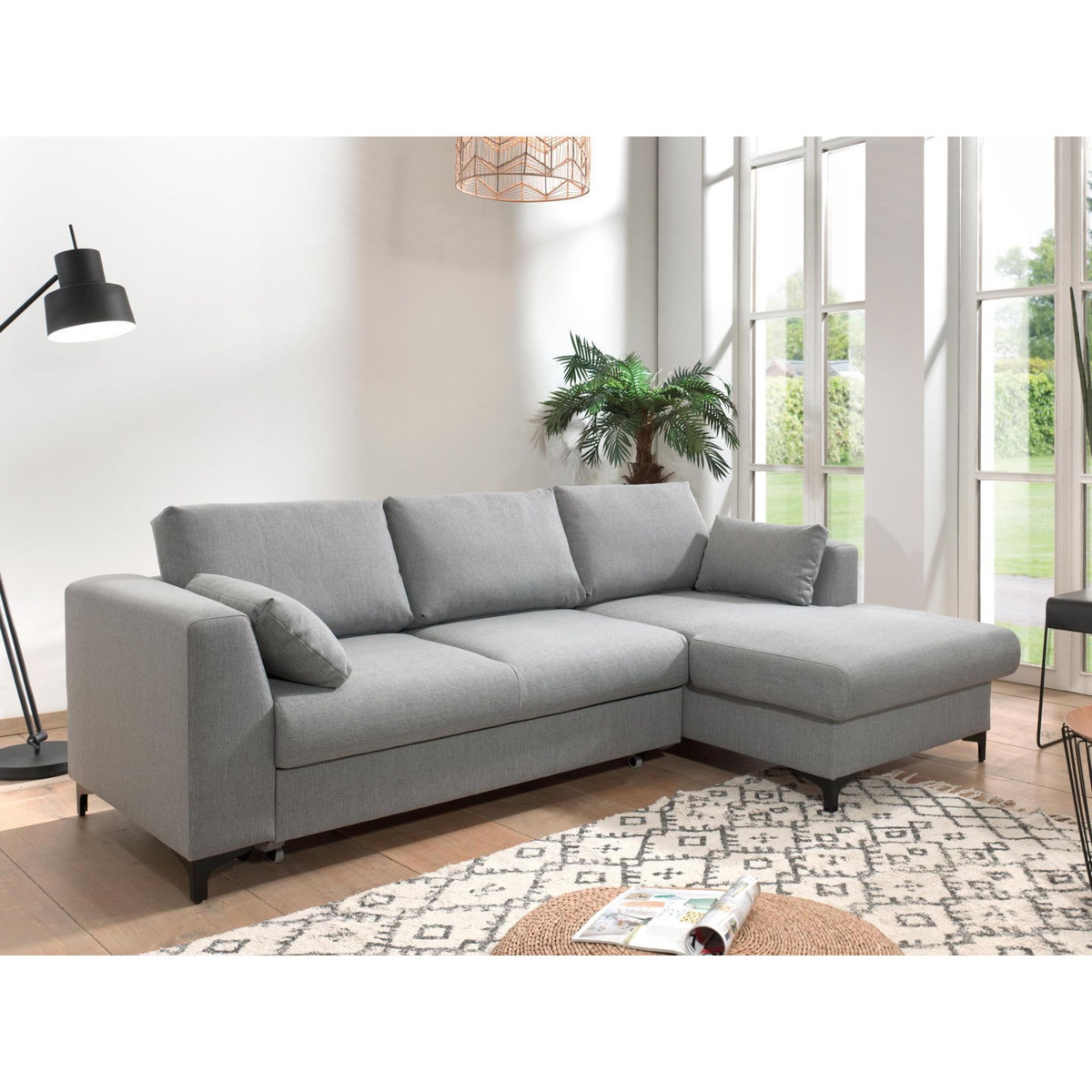 LISA DESIGN Tala - canapé d'angle droit - convertible avec coffre - 4 places - en tissu