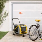VIDAXL Remorque de velo pour animaux de compagnie jaune et gris