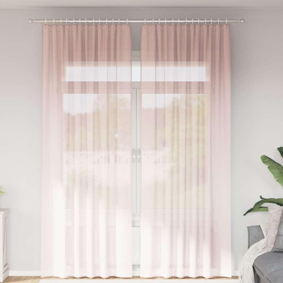 VIDAXL Rideaux en voile avec boucles 2 pcs rose clair 140x260 cm