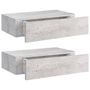 Voir la diapositive 2 : VIDAXL Etageres a tiroir murales 2 pcs Gris beton 40x23,5x10 cm MDF