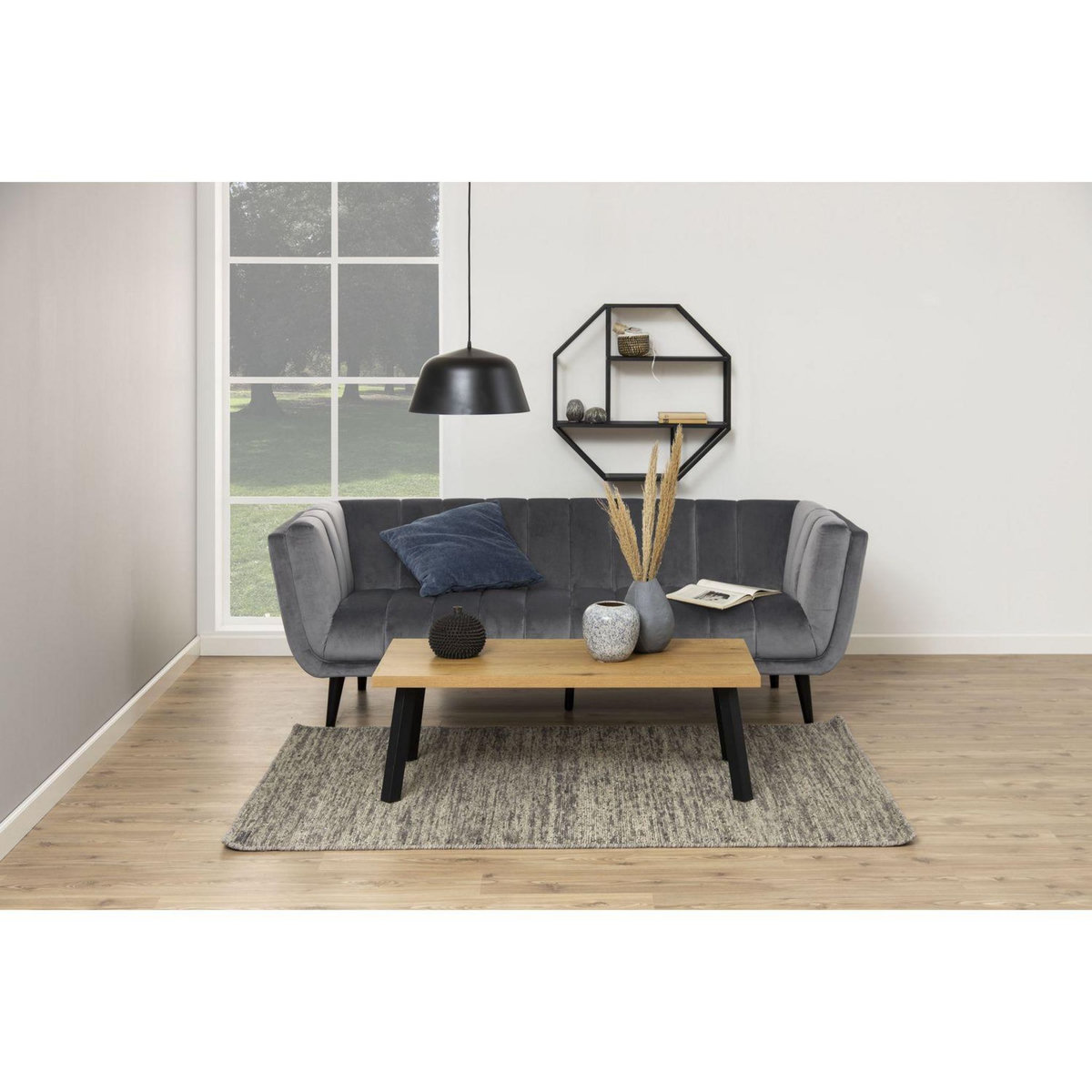 TOILINUX Etagère murale hexagonale en MDF et métal