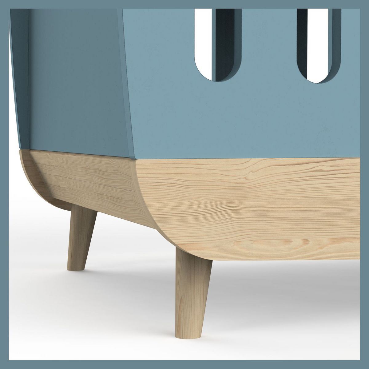 Lit bébé 60x120 cm sommier 3 positions bleu LINIA 