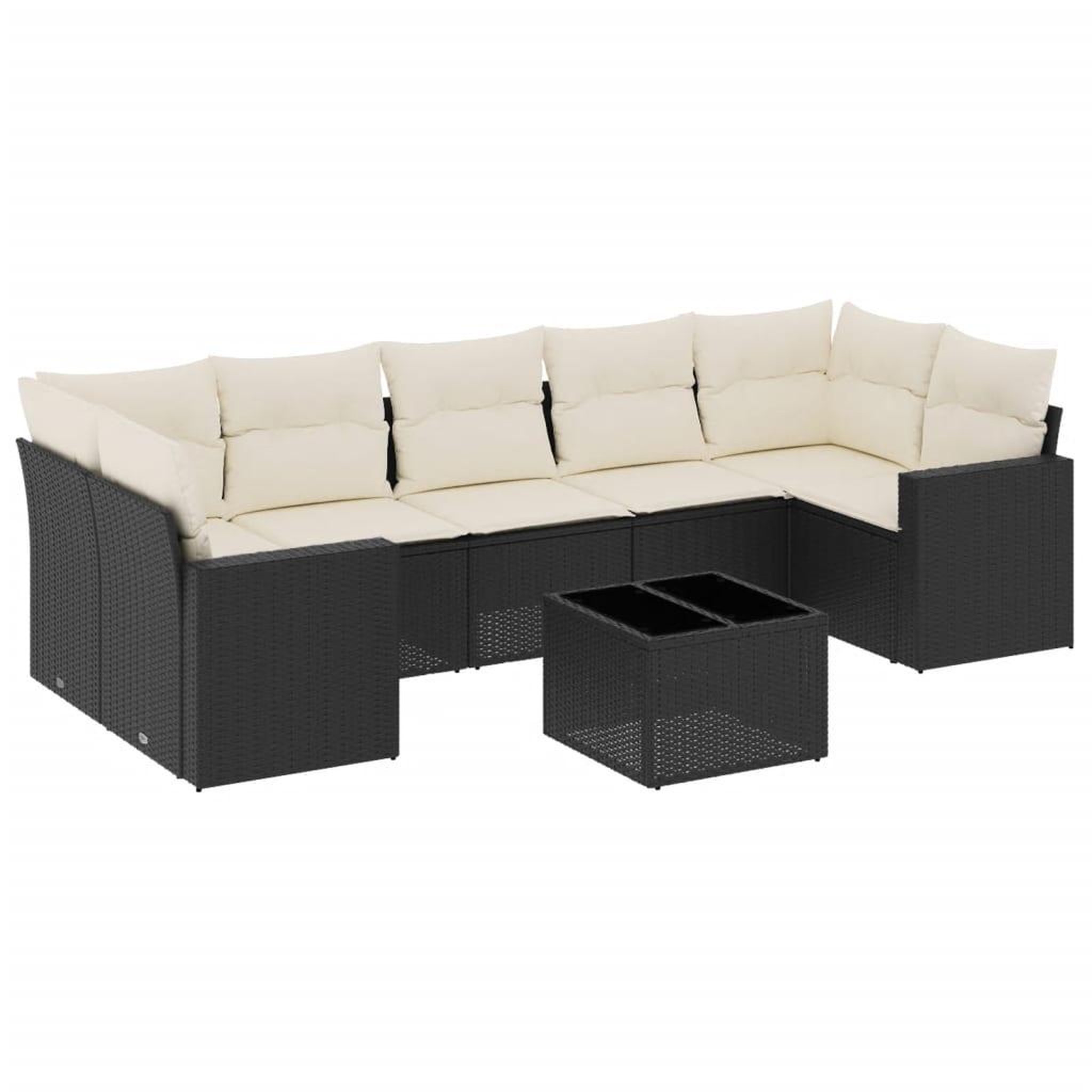 Voir la diapositive 2 : VIDAXL Salon de jardin 8 pcs avec coussins noir resine tressee