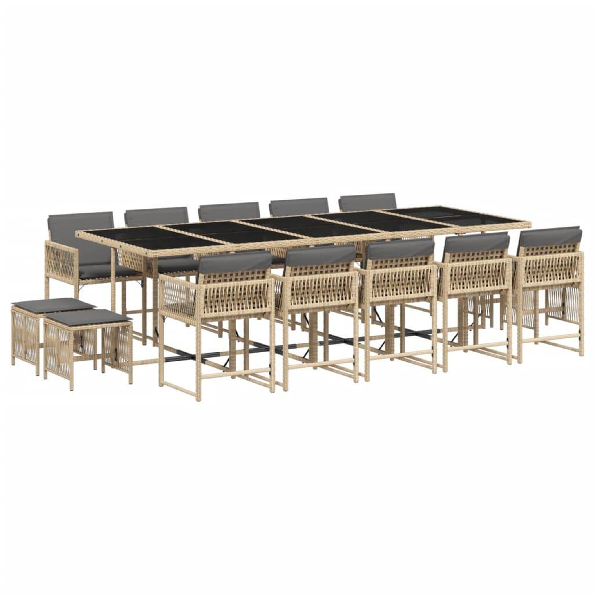 Voir la diapositive 2 : VIDAXL Ensemble a manger de jardin et coussins 15 pcs melange beige