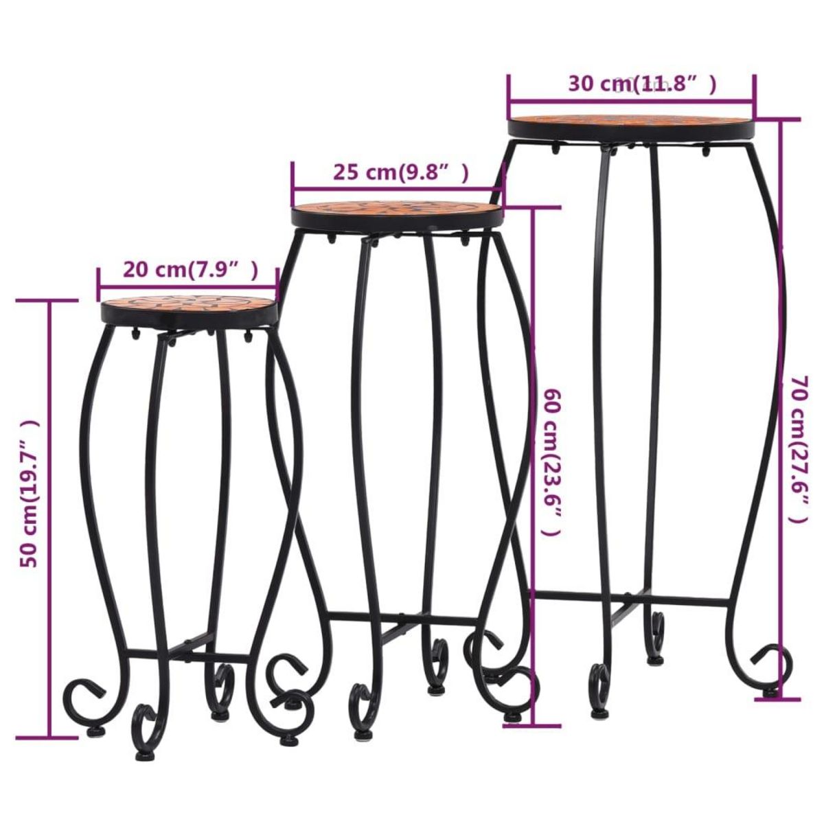 VIDAXL Tables mosaïque 3 pcs Terre cuite Ceramique