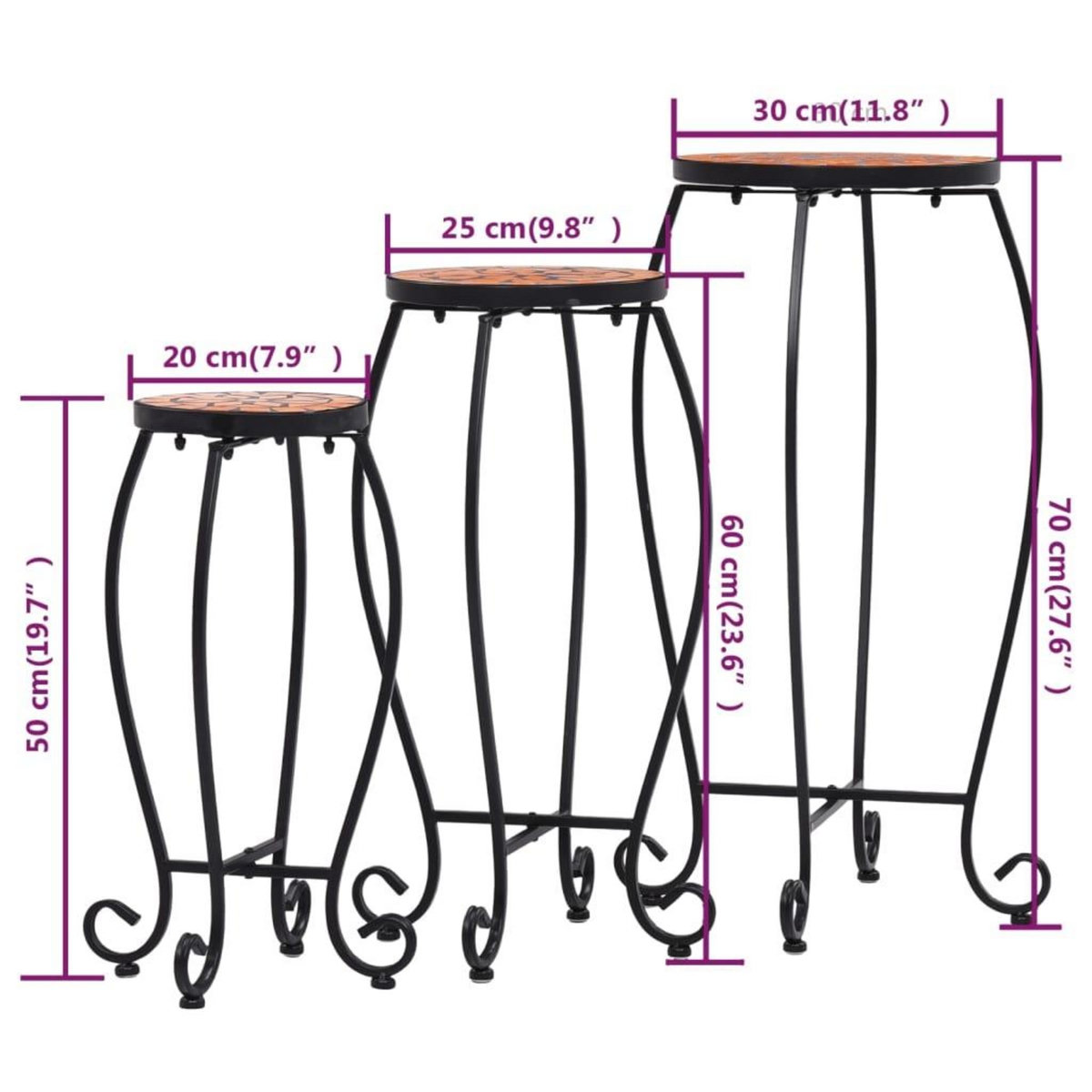 VIDAXL Tables mosaïque 3 pcs Terre cuite Ceramique