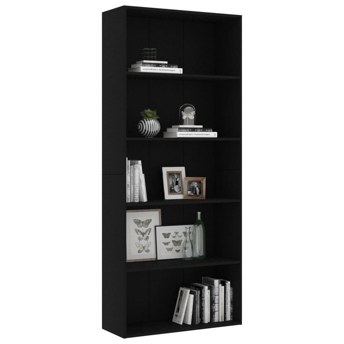VIDAXL Bibliotheque a 5 niveaux Noir 80x30x189 cm Bois d'ingenierie