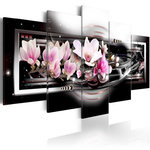 Paris Prix Tableau Imprimé  Magnolias on a Black Background. Coloris disponibles : Multicolore