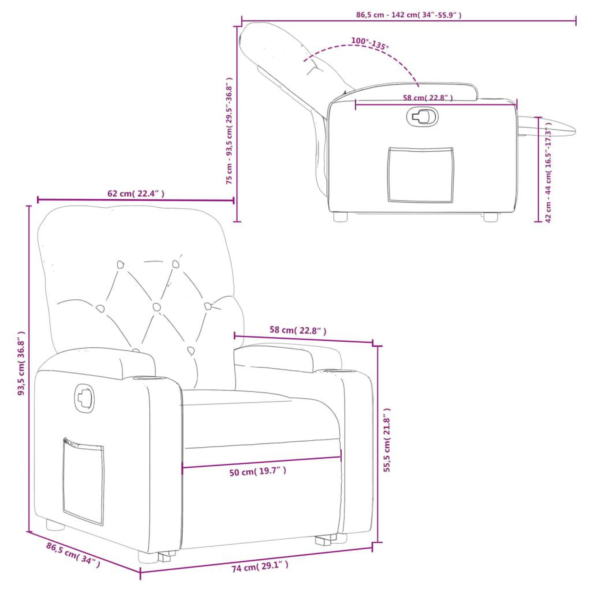 Voir la diapositive 6 : VIDAXL Fauteuil inclinable Gris fonce Tissu