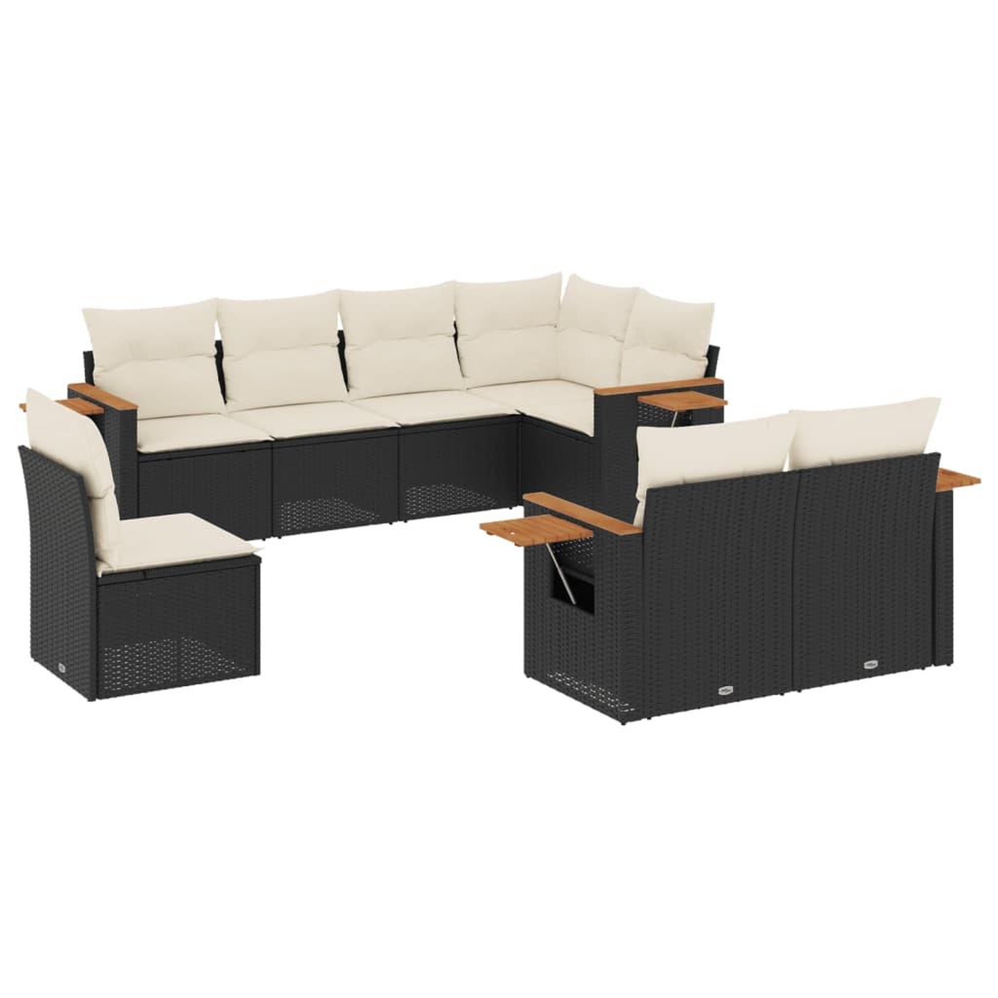 Voir la diapositive 2 : VIDAXL Salon de jardin 8 pcs avec coussins noir resine tressee