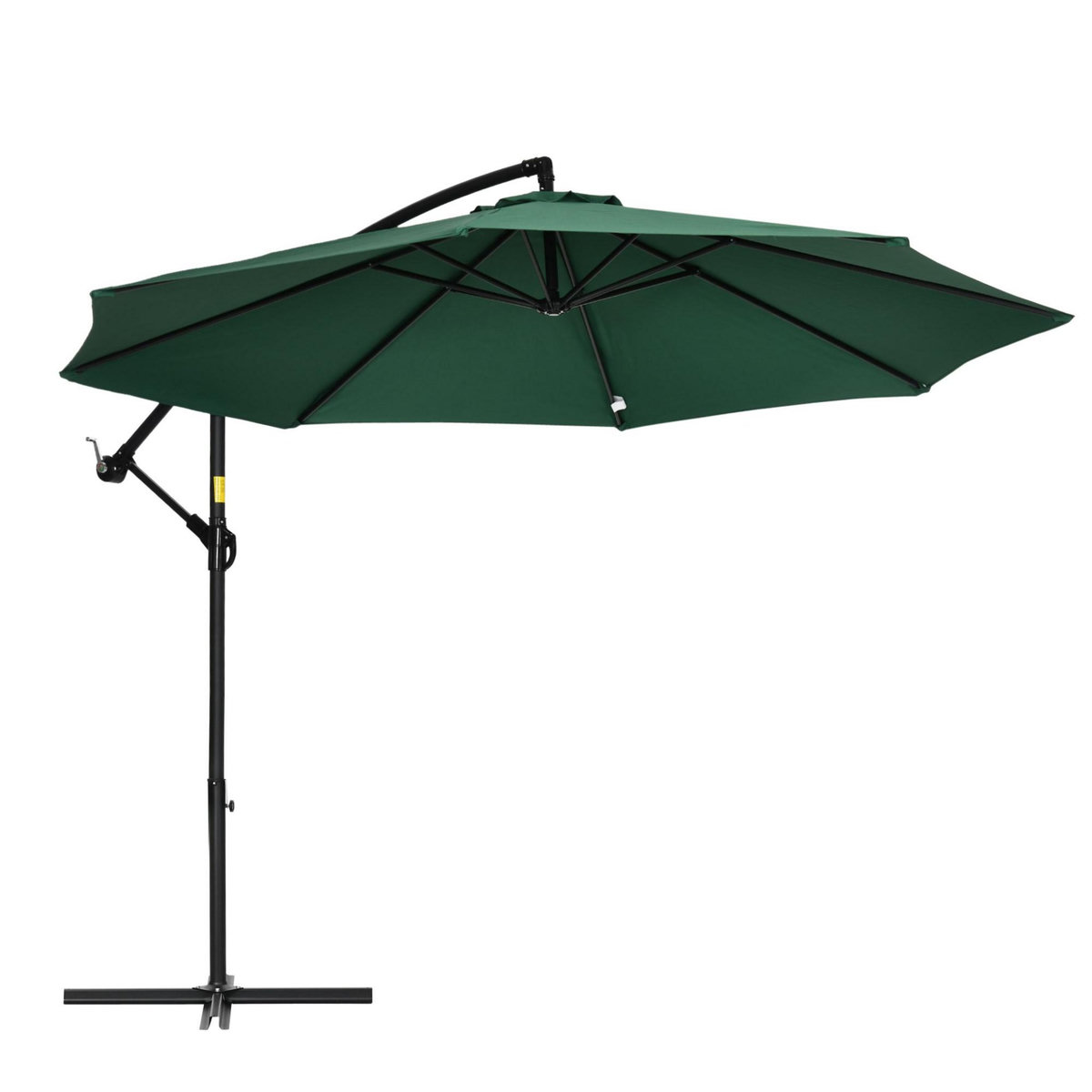 OUTSUNNY Parasol déporté octogonal inclinable pivotant manivelle pied acier Ø 2,9 x 2,4H m vert