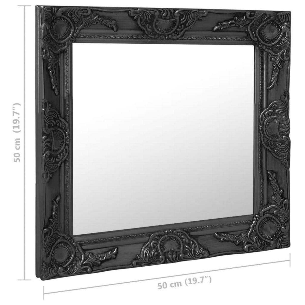 VIDAXL Miroir mural style baroque 50x50 cm noir
