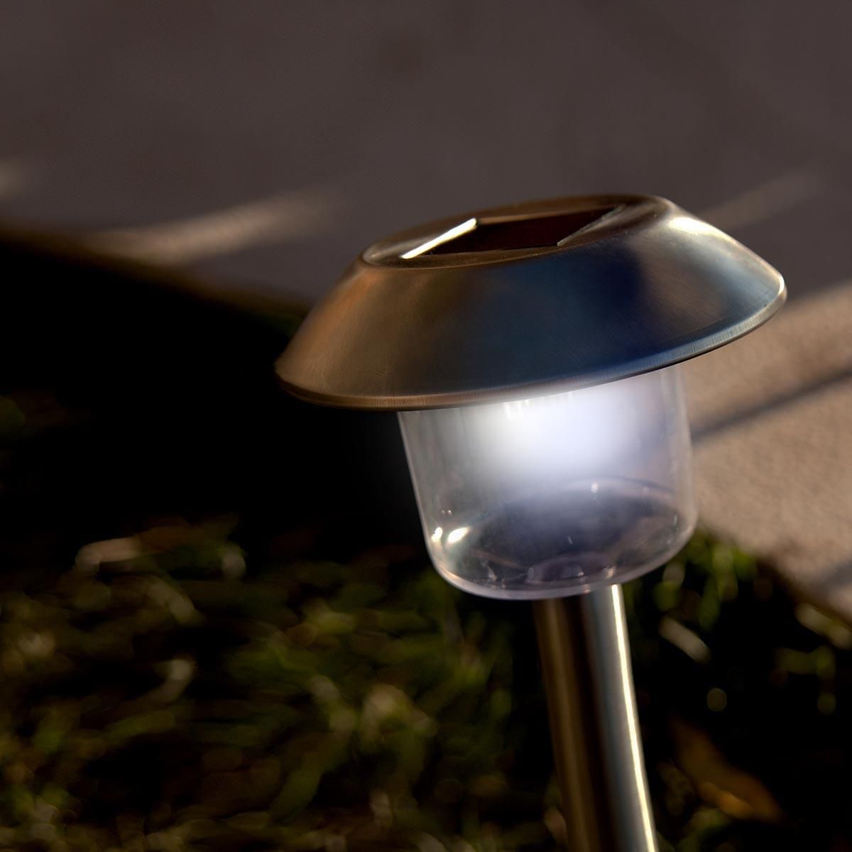 Lumisky 8 balises solaires à planter ALESIA Gris Acier inoxydable H39CM