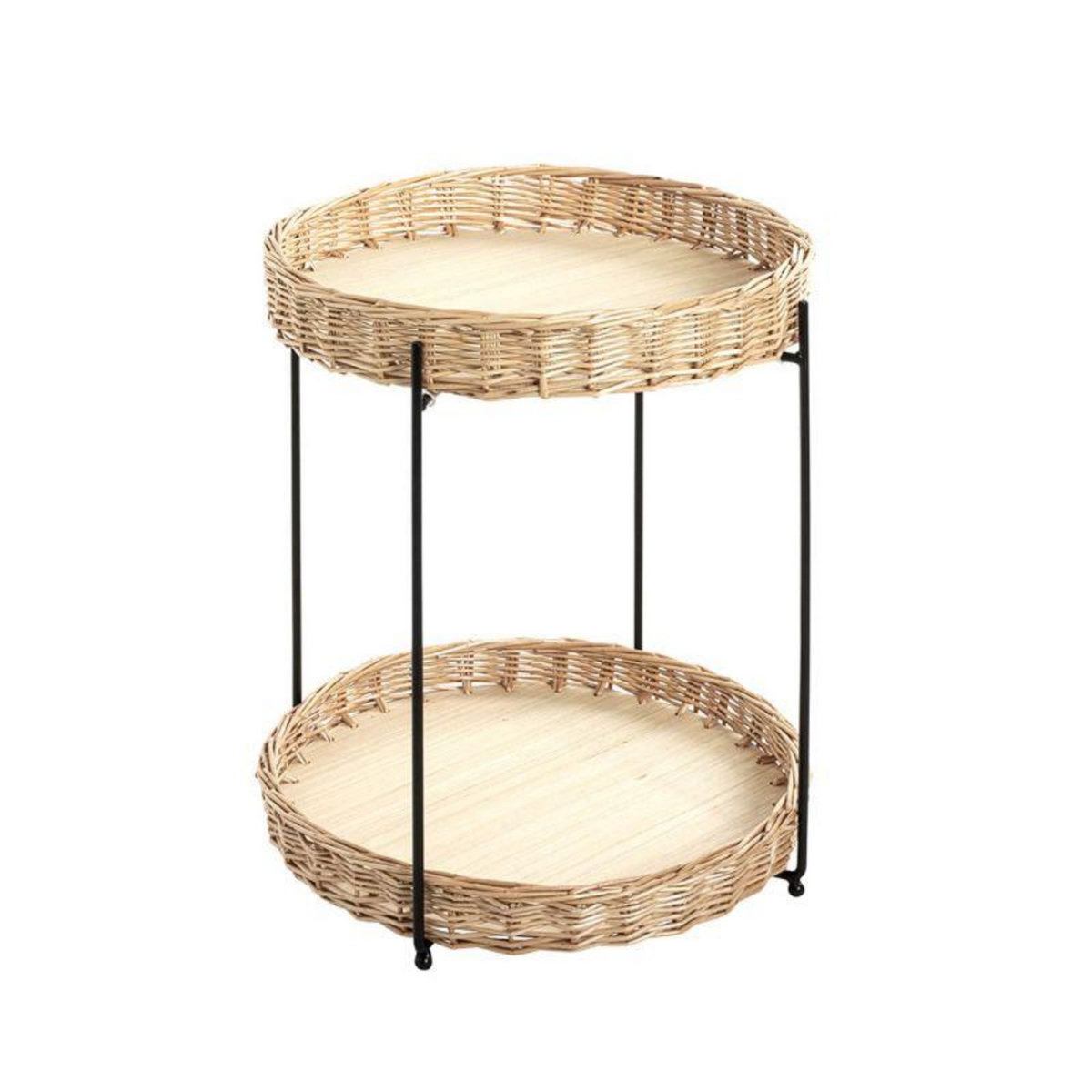 Paris Prix Table d'Appoint Osier  Irène  49cm Naturel & Noir